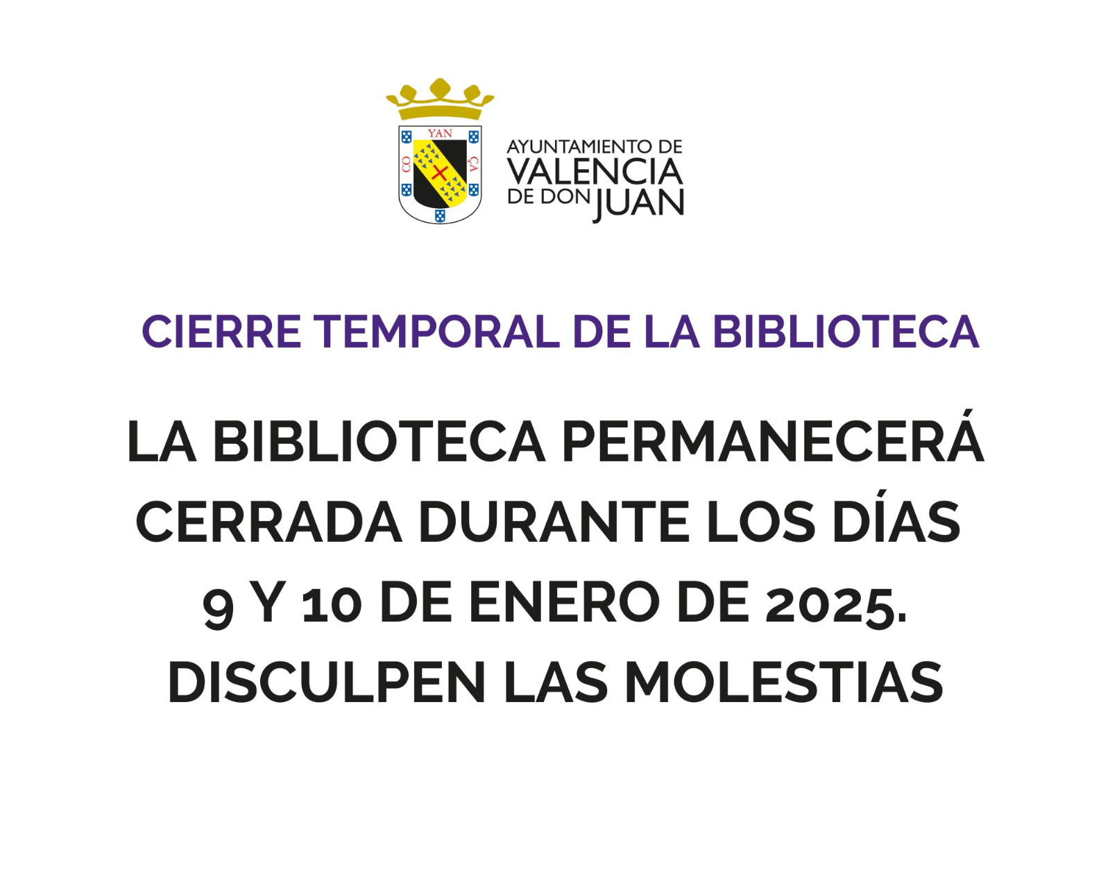 Cierre temporal de la biblioteca